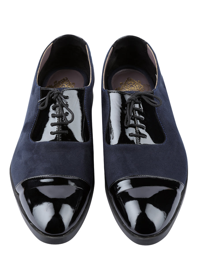 Navy Handcrafted Semi-Leather Shoes - KORANM