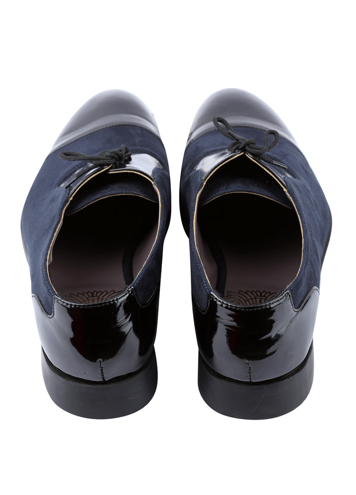 Navy Handcrafted Semi-Leather Shoes - KORANM