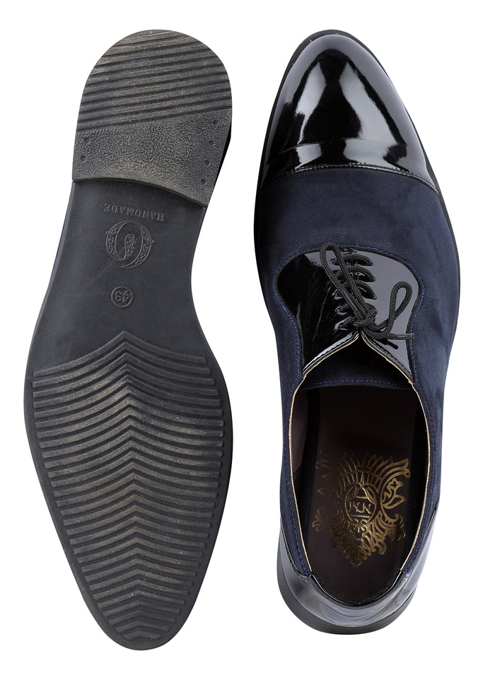 Navy Handcrafted Semi-Leather Shoes - KORANM