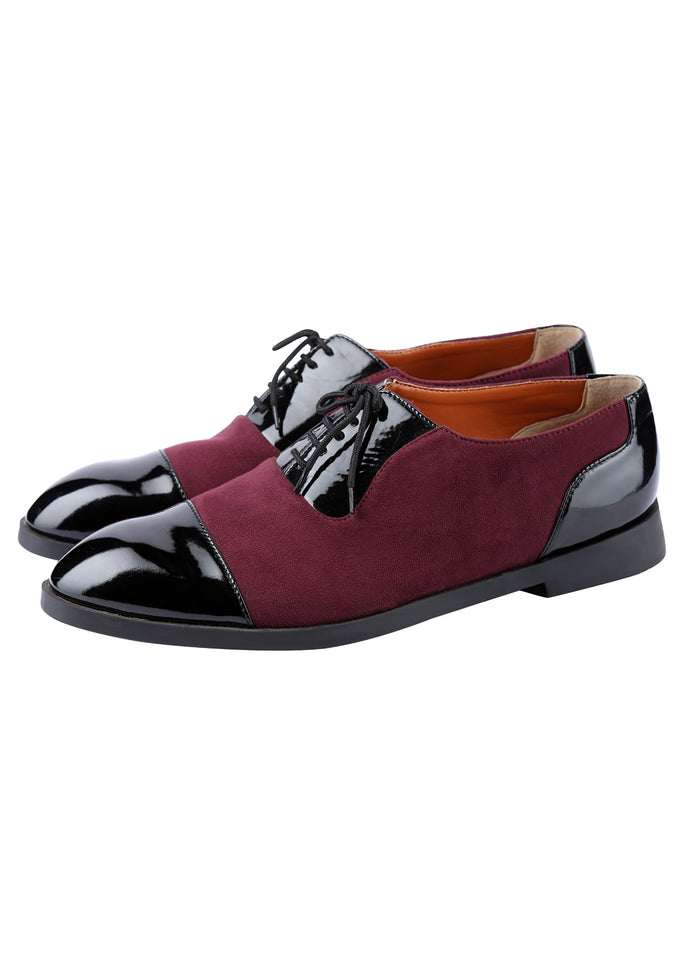 Wine Handcrafted Semi-Leather Shoes - KORANM