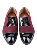 Wine Handcrafted Semi-Leather Shoes