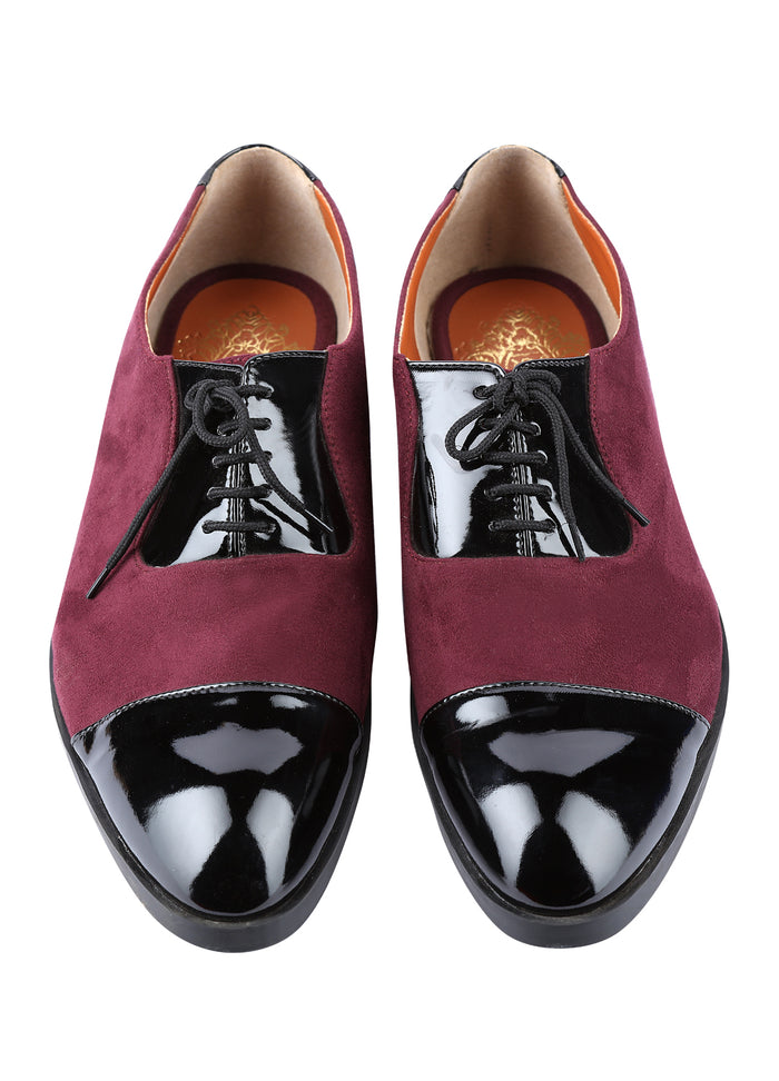 Wine Handcrafted Semi-Leather Shoes - KORANM