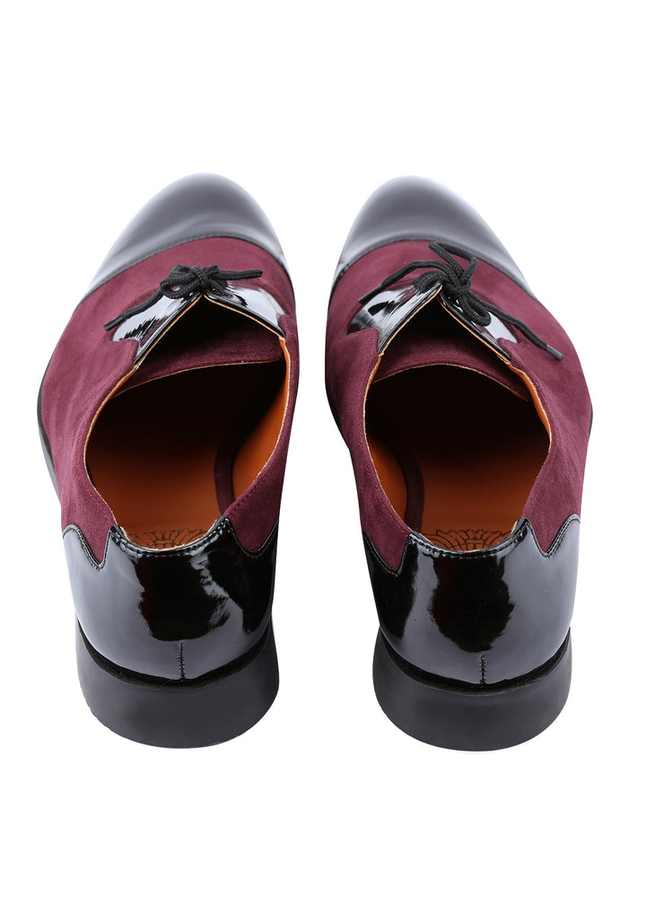 Wine Handcrafted Semi-Leather Shoes