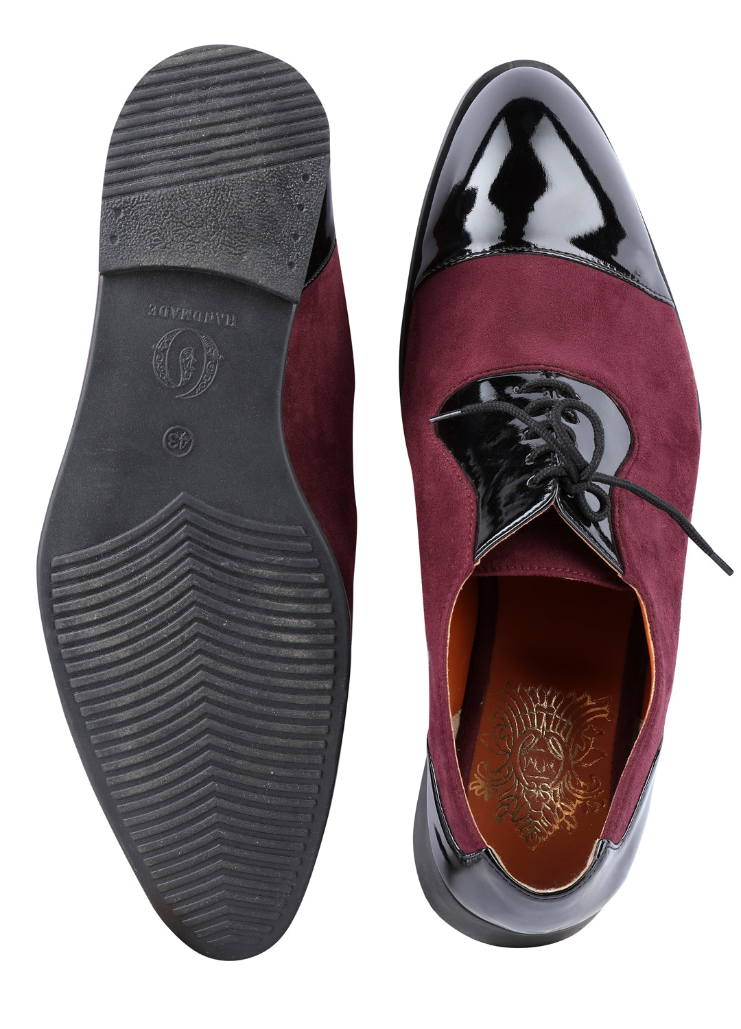 Wine Handcrafted Semi-Leather Shoes
