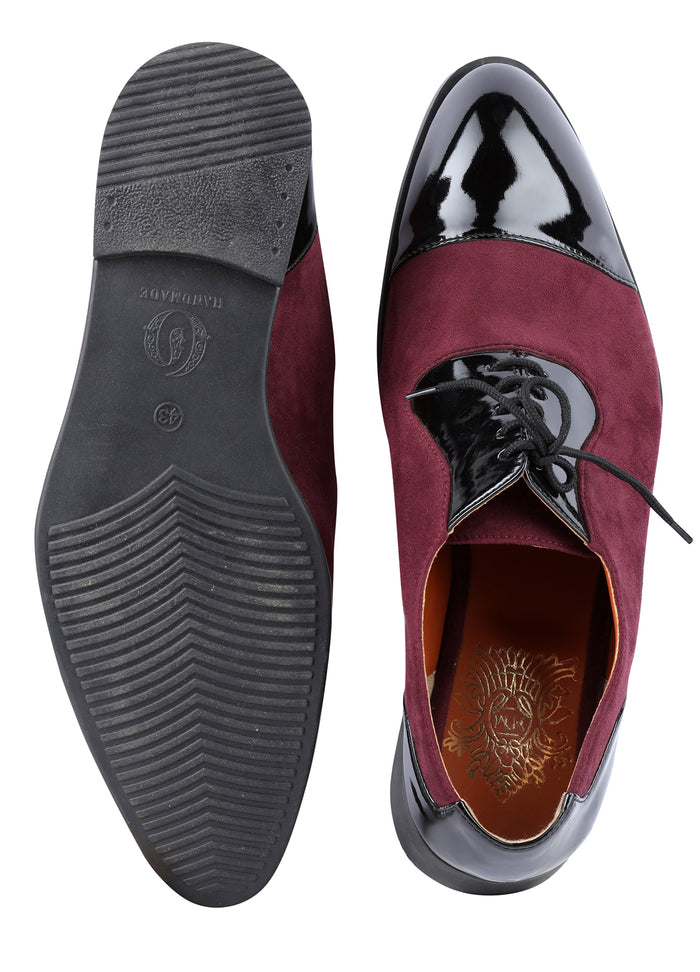 Wine Handcrafted Semi-Leather Shoes - KORANM