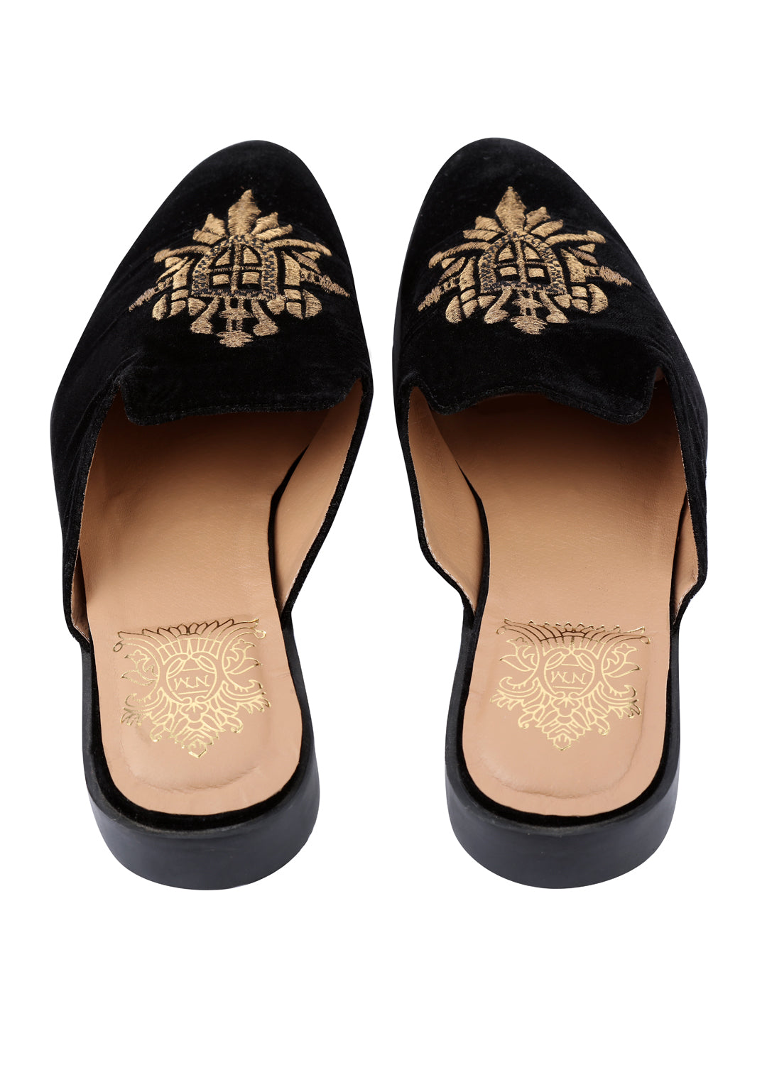 Black Handcrafted Suede Mule Shoes - KORANM