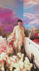 Natural Multicolour Embroidered Bandi Kurta Set for Men