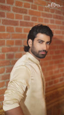 Classic Fawn Satin Linen Kurta Set