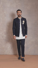 Navy Embroidered Indo-Western Set with Trouser