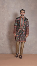Black Embroidered Kurta with Aligarhi Pant